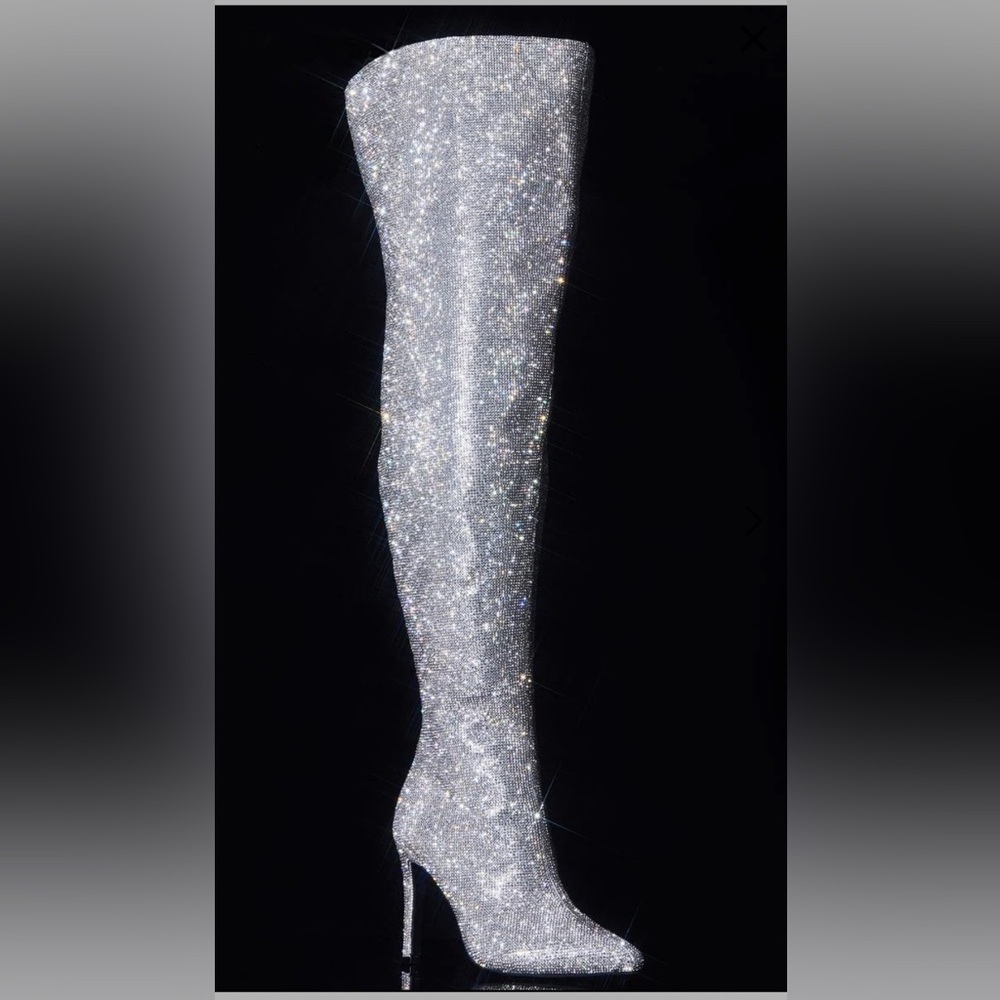 Dolls Kill Publicity Stunt Thigh High Rhinestone Heeled Boots